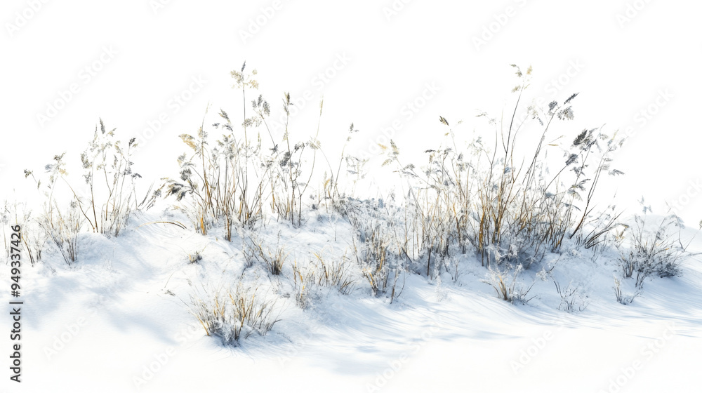 custom made wallpaper toronto digitalDried plants grass bushes shrub and small plants in snow isolated on white background