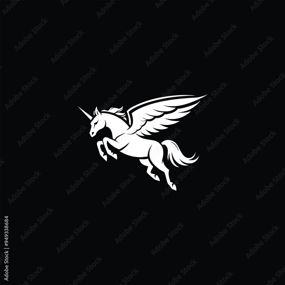 Obraz premium Winged Horse Head Logo