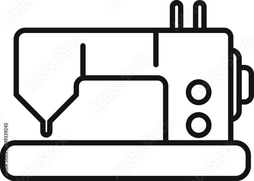 Sewing machine icon in outline style illustrating the concept of sewing, tailoring, and fashion design