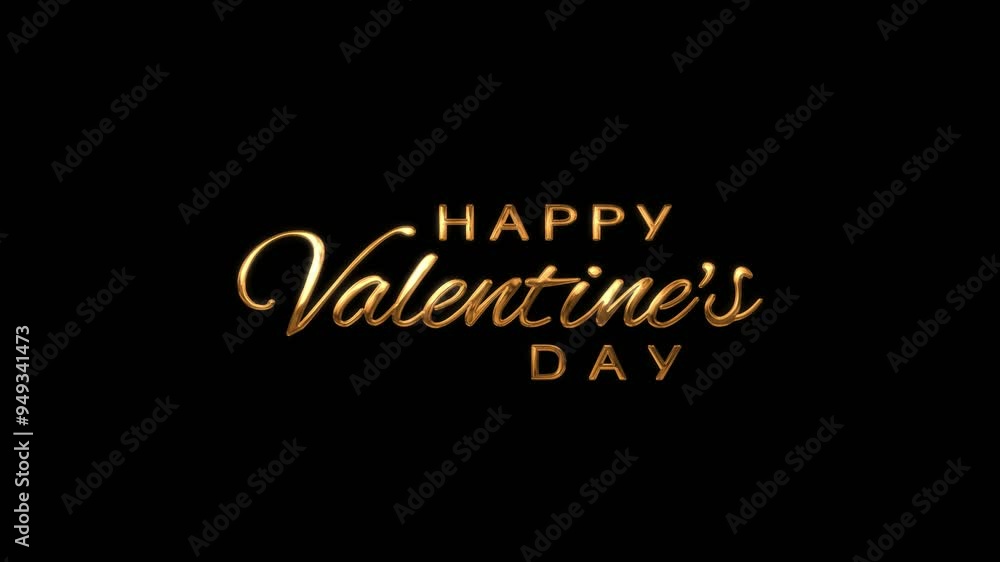 Happy Valentine's day animation handwritten in gold and background black. Happy Valentine's day animation handwritten in gold and background black.