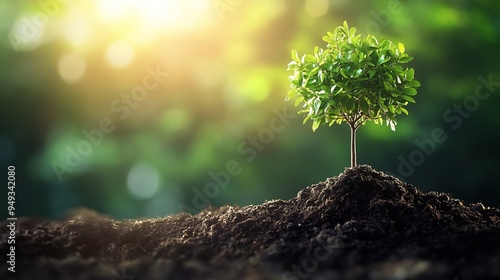 Conceptual illustration of financial growth with a seed growing into a tree of wealth and prosperity