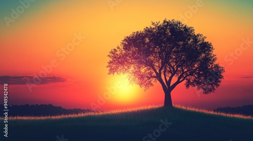 Silhouetted Tree at Sunset