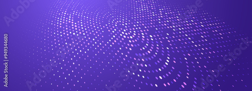 Purple glowing dotted texture. Abstract dot grid wallpaper. Navy curved halftone pattern backdrop. Vector modern technology, business, science, healthcare, medicine, presentation design background