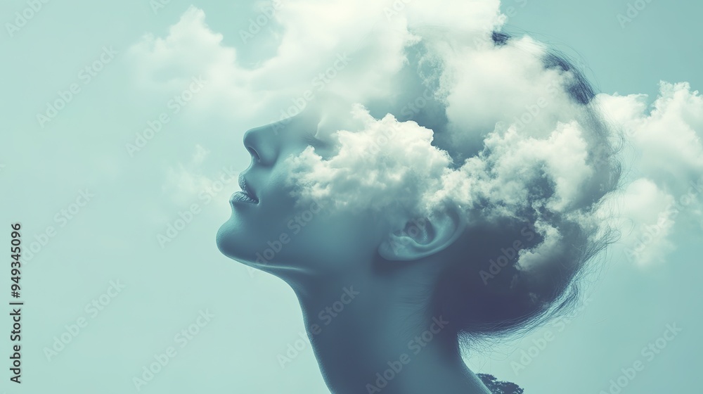 A Cloud of Thoughts Representing an Abstract Concept of Mental Activity. This Ethereal Image Illustrates a Soft, Misty Cloud Forming in the Mind, A Cloud of Thoughts Representing an Abstract Concept of Mental Activity. This Ethereal Image Illustrates a Soft, Misty Cloud Forming in the Mind,