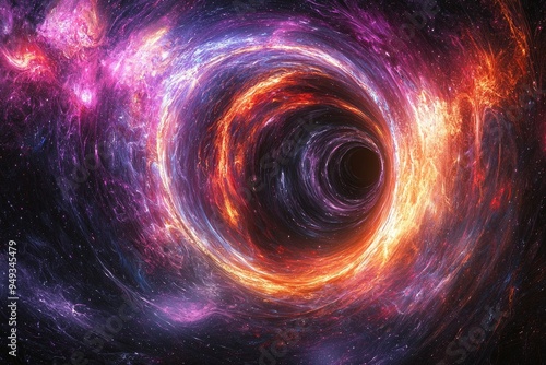 Abstract cosmic portal vortex with swirling energetic galaxy