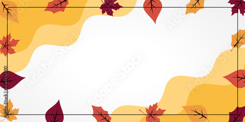 autumn background with copy space area, wave and leaf pattern design. design for banner, greeting card, flyer, social media, presentation, web.