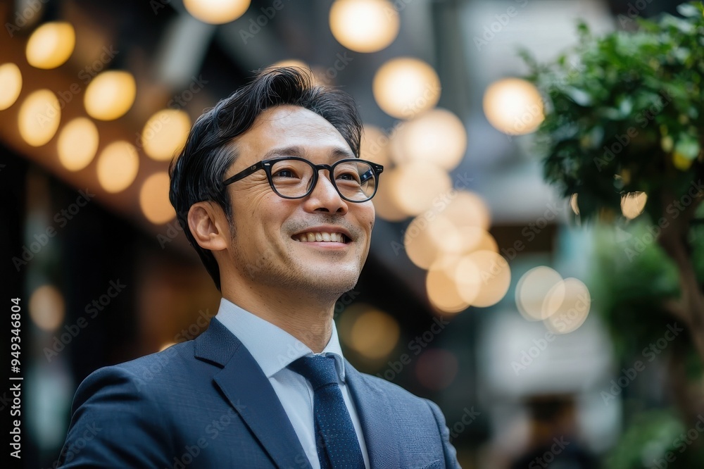笑顔で空を見あげる男性会社員(商談・手応え・昇給・評価・出世) 笑顔で空を見あげる男性会社員(商談・手応え・昇給・評価・出世)