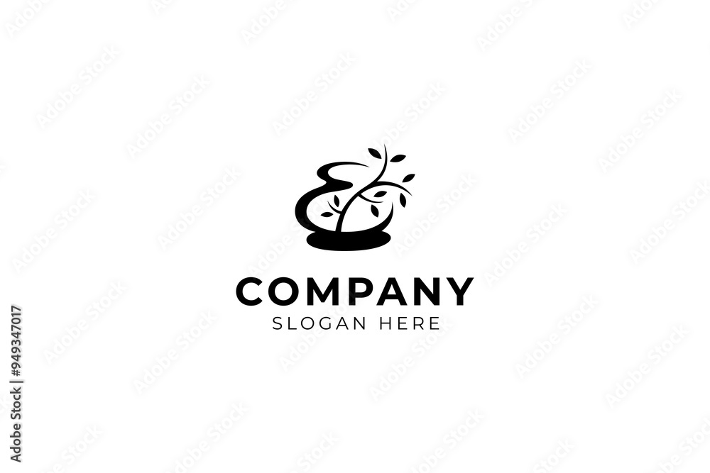 pottery logo with plant combination in flat vector design style pottery logo with plant combination in flat vector design style