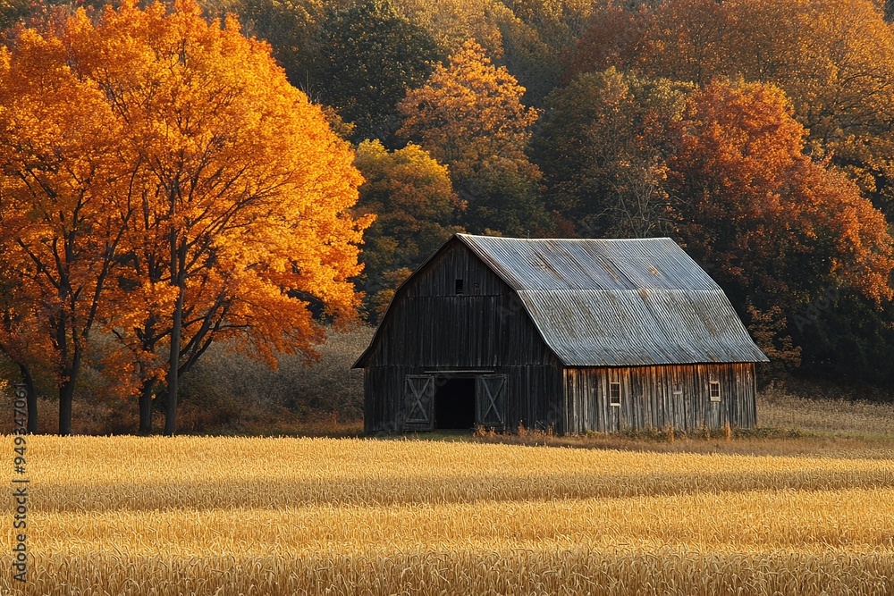 Old barn surrounded by golden wheat Old barn surrounded by golden wheat