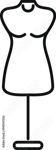 Simple line icon of a classic female fashion mannequin, perfect for projects related to fashion, tailoring, dressmaking, and design