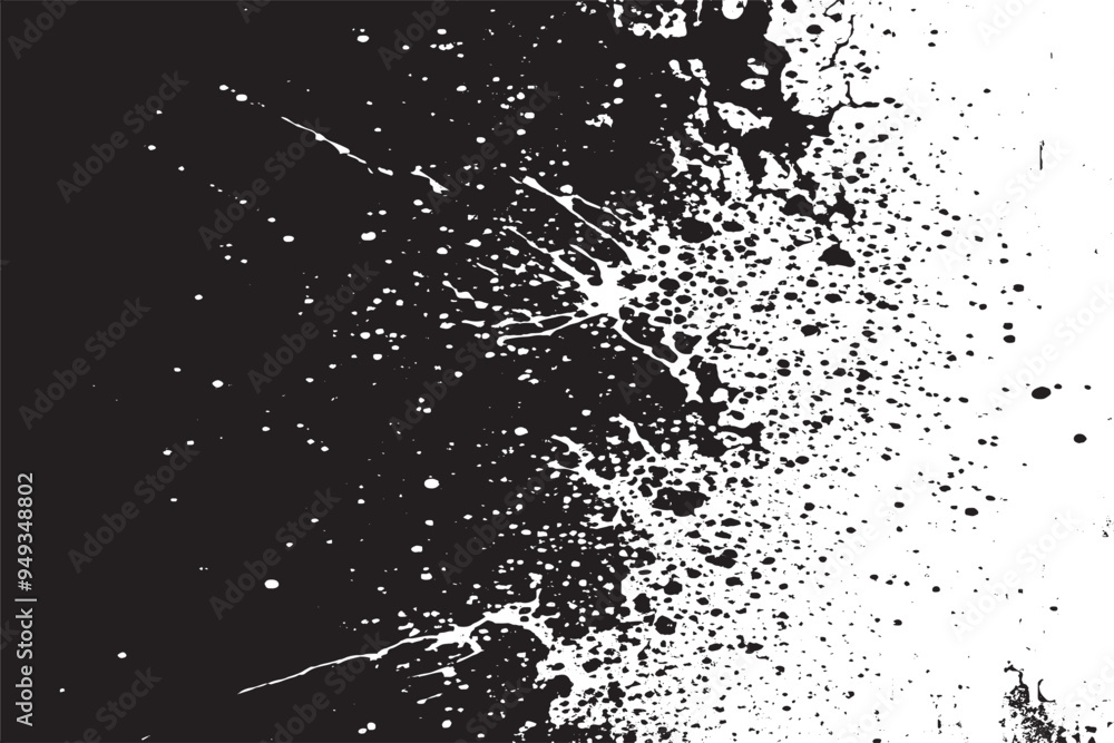 Isolated Grunge Texture Background with Black and White Paint Splash - Overlay Effect or Dirt Resource