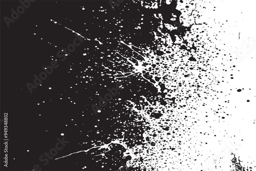 Isolated Grunge Texture Background with Black and White Paint Splash - Overlay Effect or Dirt Resource