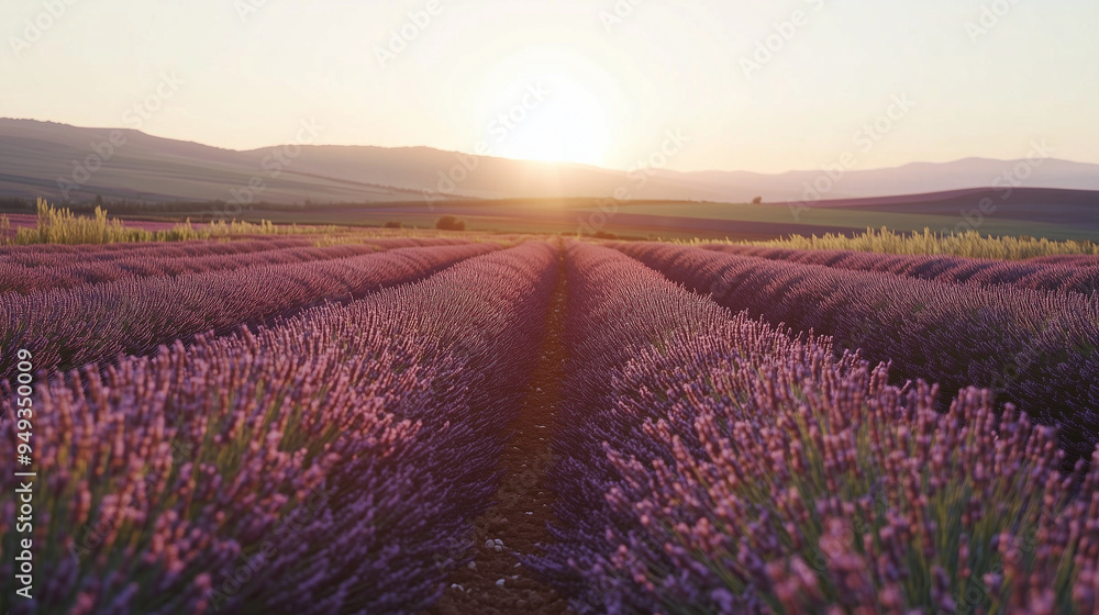 Naklejka premium lavender fields in the afternoon, Ai generated Images