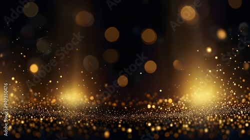 background of abstract glitter lights. gold and black. de focused. banner Generative AI