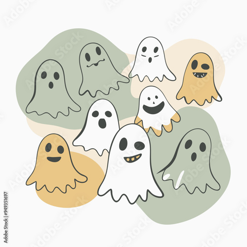 A vector of beautiful ghost  set Art & Illustration