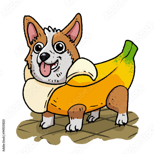 corgi dog banana costume