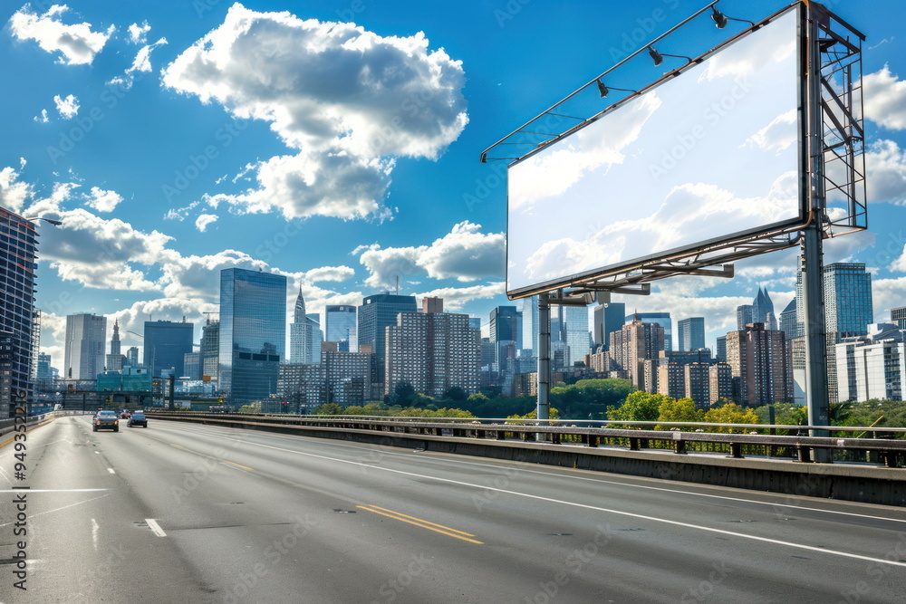 billboard on the road with city background billboard on the road with city background