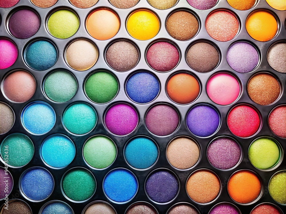 Vibrant eyeshadow colors arranged in rows on a white background, showcasing a diverse range of shades and finishes for beauty and makeup inspiration. Vibrant eyeshadow colors arranged in rows on a white background, showcasing a diverse range of shades and finishes for beauty and makeup inspiration.