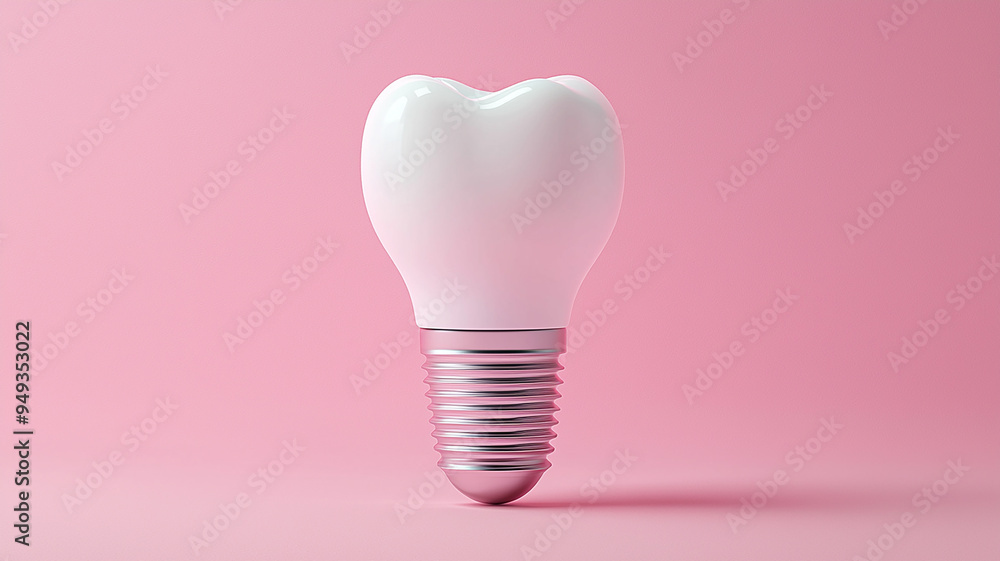 A tooth is shown with a light bulb inside of it A tooth is shown with a light bulb inside of it