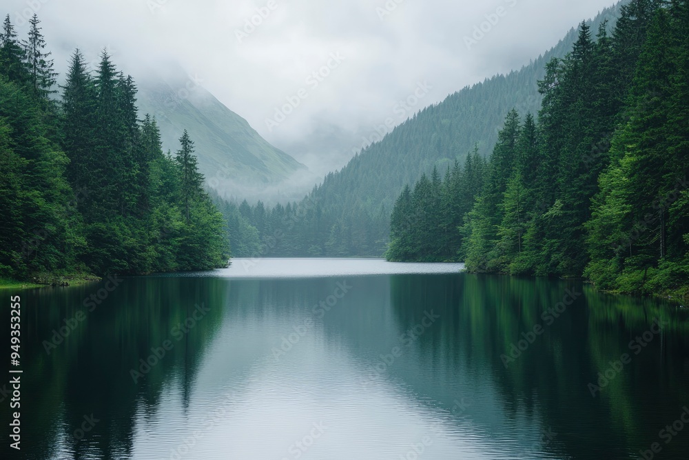 Lake Between Forests And Mountains with generative ai Lake Between Forests And Mountains with generative ai