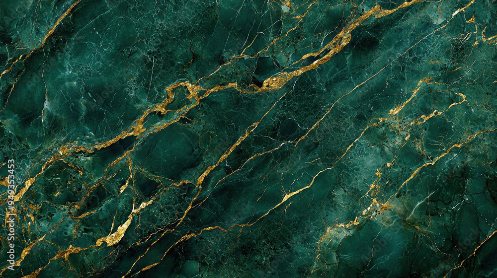 A luxurious marble background in a deep emerald green with subtle gold veins, giving a rich, opulent feel to the smooth, polished surface --ar 16:9 --q 2 A luxurious marble background in a deep emerald green with subtle gold veins, giving a rich, opulent feel to the smooth, polished surface --ar 16:9 --q 2