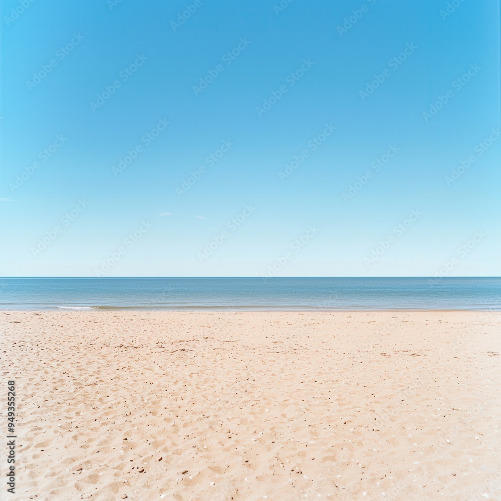 Fototapeta premium Beach Sand with Clear Blue Sky and Ocean