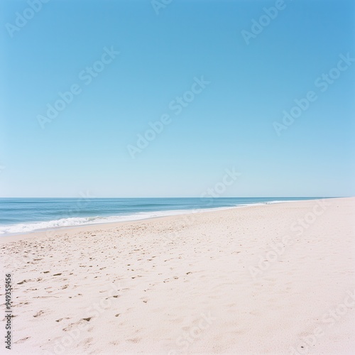 Pristine Beach with Clear Blue Sky and Ocean