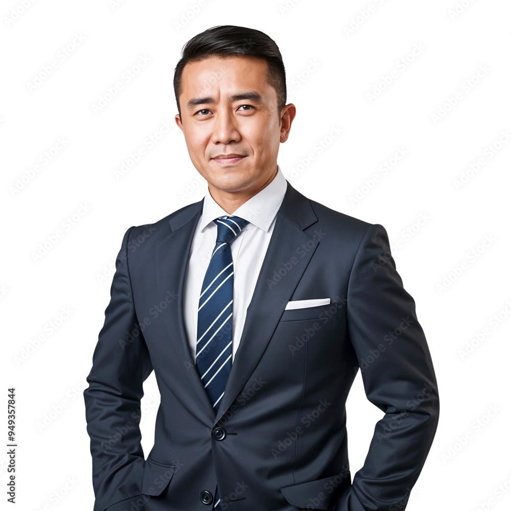 Portrait of a smiling and confident professional businessman in a suit, isolated on transparent background, cut out Portrait of a smiling and confident professional businessman in a suit, isolated on transparent background, cut out