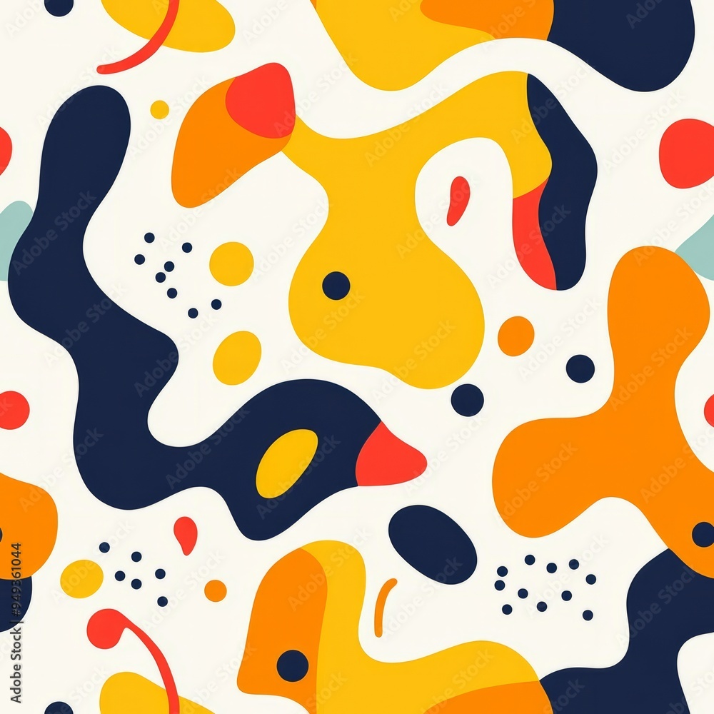 Seamless pattern of abstract icons and shapes with fluid motion Seamless pattern of abstract icons and shapes with fluid motion