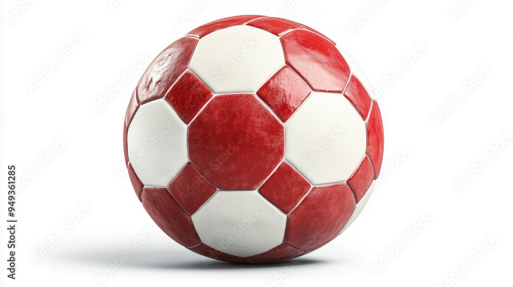 A Brightly Colored Red and White Soccer Ball on Display A Brightly Colored Red and White Soccer Ball on Display