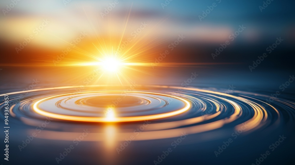 A sun is shining on a body of water, creating a beautiful reflection A sun is shining on a body of water, creating a beautiful reflection