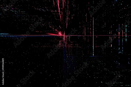 Classic VHS Glitch Overlay Texture on Black Background For Visual Effect