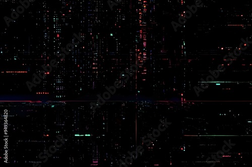 Classic VHS Glitch Overlay Texture on Black Background For Visual Effect