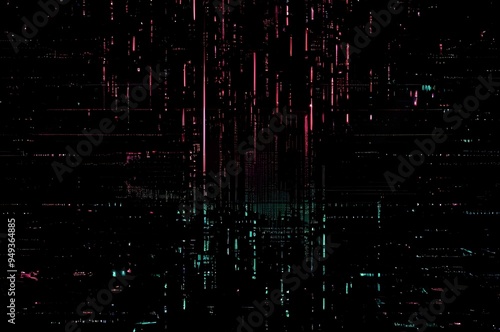 Classic VHS Glitch Overlay Texture on Black Background For Visual Effect