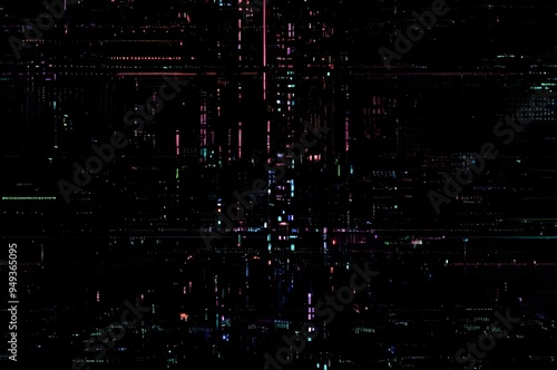 Classic VHS Glitch Overlay Texture on Black Background For Visual Effect