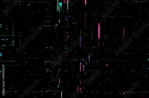 Classic VHS Glitch Overlay Texture on Black Background For Visual Effect