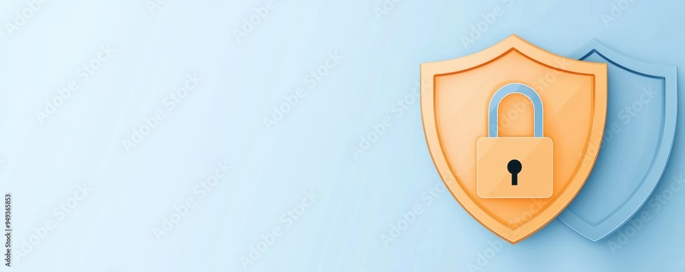 Obraz premium Website security, shield and padlock icons, flat design illustration