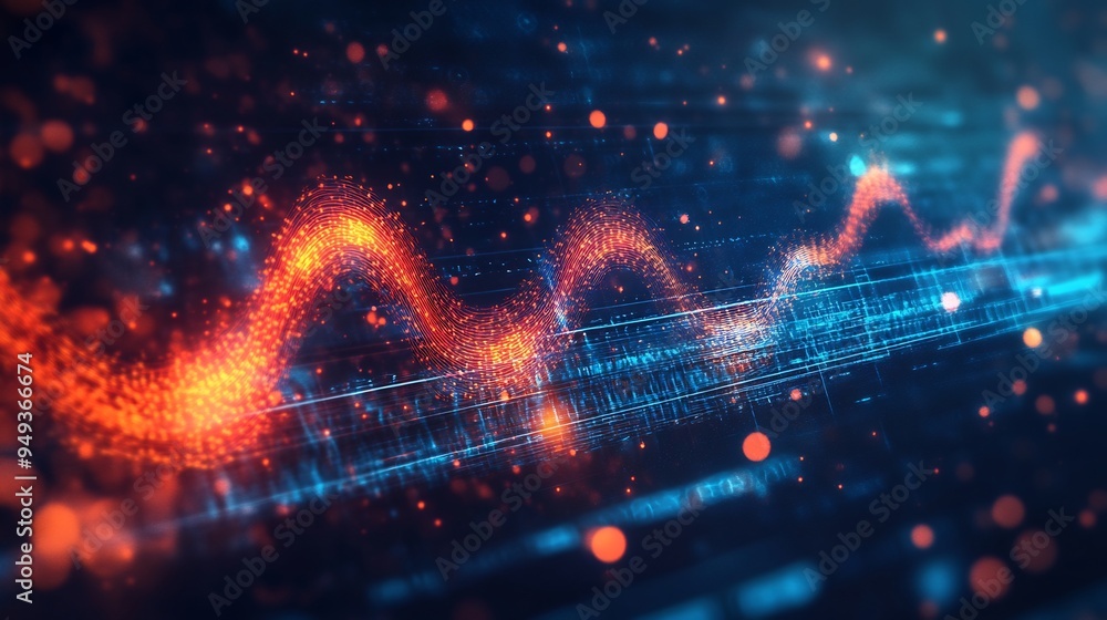 Creative depiction of a heart rate monitor with a strong steady pulse visualized Creative depiction of a heart rate monitor with a strong steady pulse visualized