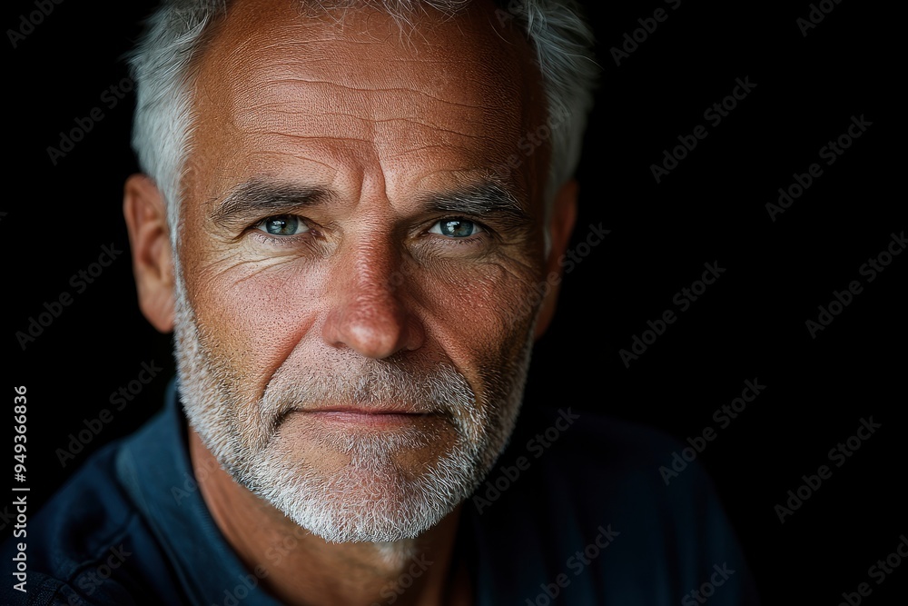 Portrait of mature man against black background- close up with generative ai Portrait of mature man against black background- close up with generative ai