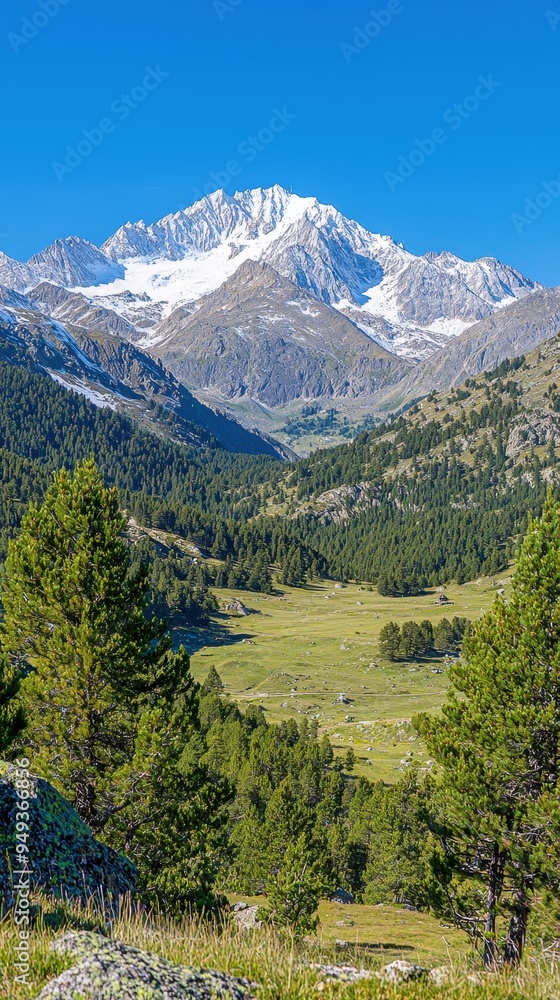 Majestic Mountain Peak with Lush Alpine Valley Majestic Mountain Peak with Lush Alpine Valley
