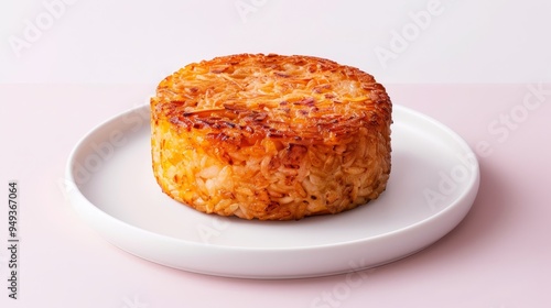 A Single Round Coconut Cake on a White Plate