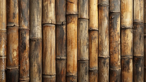 Organic Bamboo Wood Texture with Detailed Natural Lines and Patterns on Wooden Background