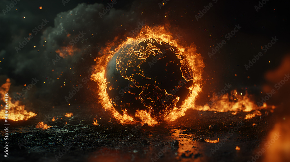 planeta tierra con fuego quemado por la basura y la contaminacion ambiental de los humanos mundo quemandose y ardiendo por el cambio climatico planeta tierra con fuego quemado por la basura y la contaminacion ambiental de los humanos mundo quemandose y ardiendo por el cambio climatico