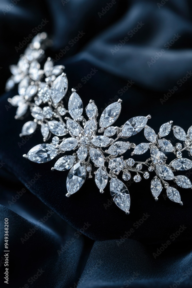 Diamond Jewelry Brooch on Dark Fabric