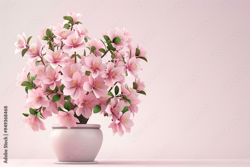 A beautiful arrangement of pink flowers in a stylish pot, perfect for enhancing any interior decor with a touch of elegance. A beautiful arrangement of pink flowers in a stylish pot, perfect for enhancing any interior decor with a touch of elegance.