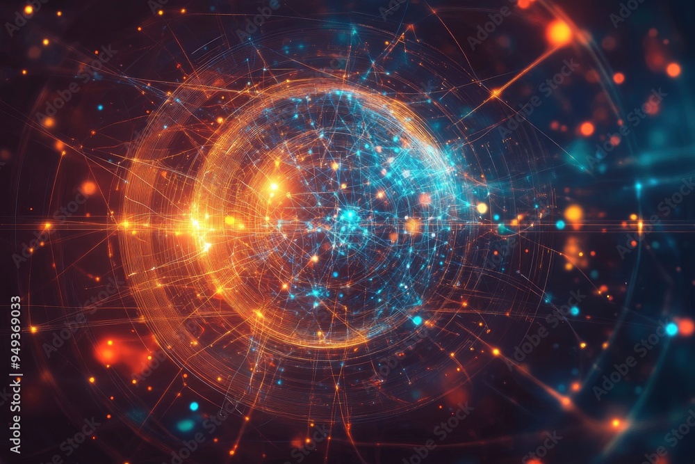 Fototapeta premium Quantum processing. Deep learning artificial intelligence. Future new technology for business or science presentation with generative ai