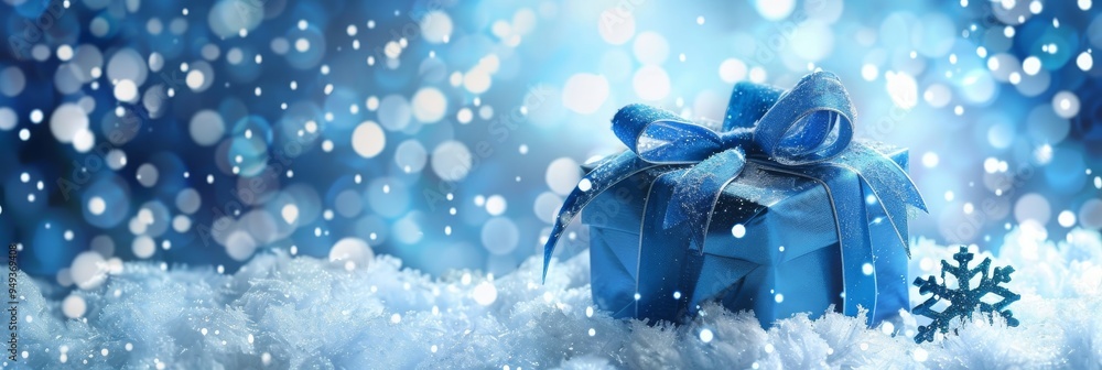 Christmas Gift Box Snow Blue Header Christmas Gift Box Snow Blue Header