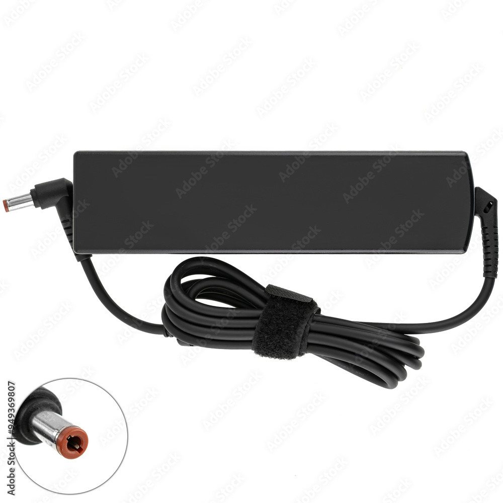 Laptop power adapter, on white background in insulation. Laptop power adapter, on white background in insulation.