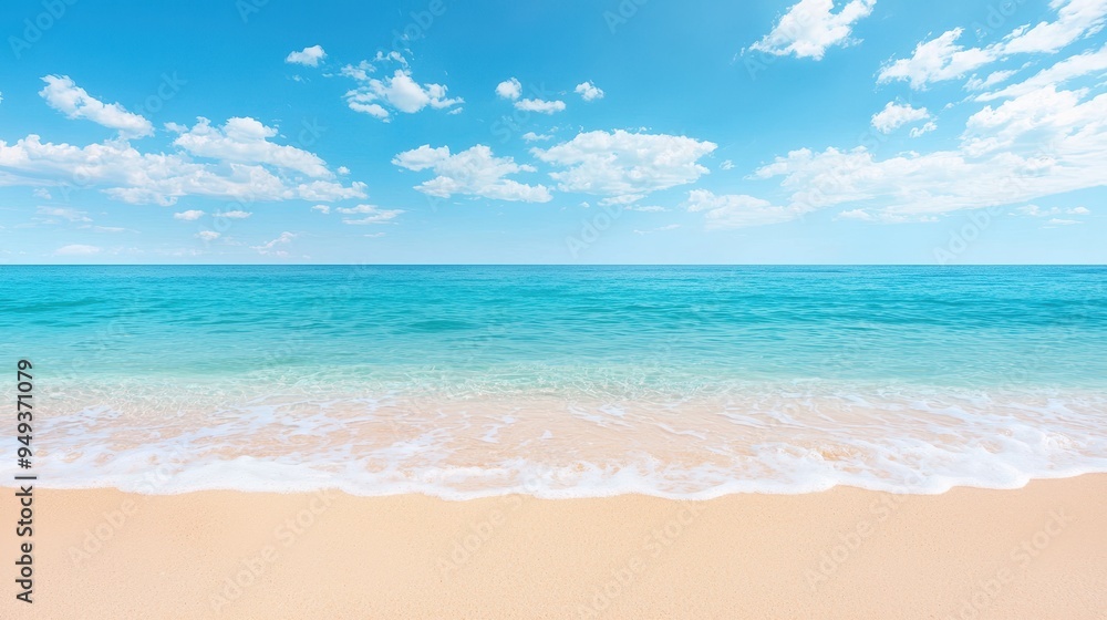 Tropical Beach with Blue Sky Ocean and White Waves Tropical Beach with Blue Sky Ocean and White Waves