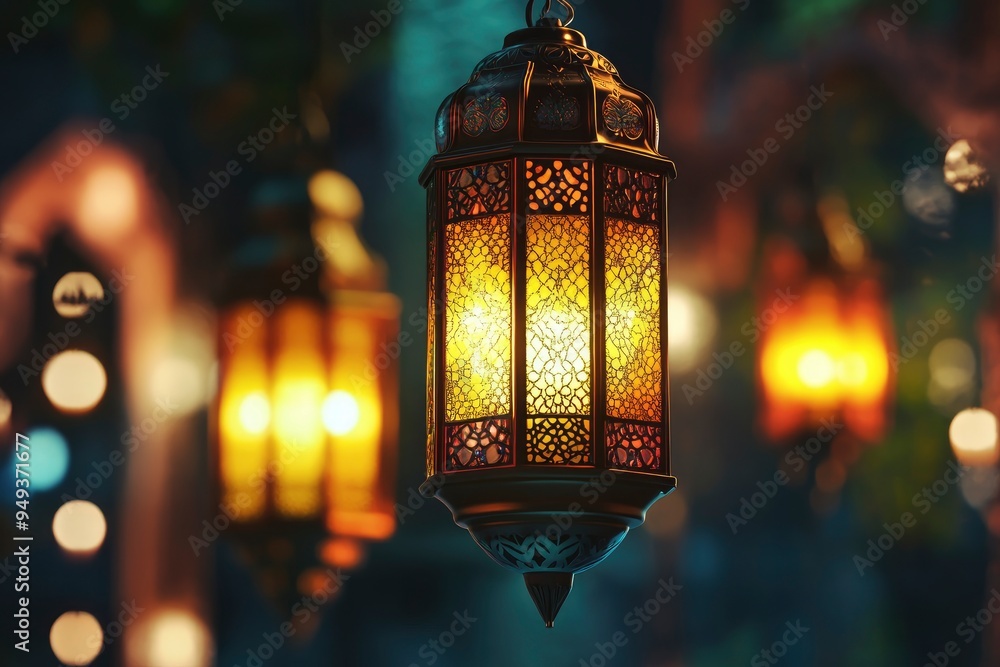 Ramadhan decorative with arabic lantern background. seamless looping time-lapse virtual 4K video animation background with generative ai Ramadhan decorative with arabic lantern background. seamless looping time-lapse virtual 4K video animation background with generative ai